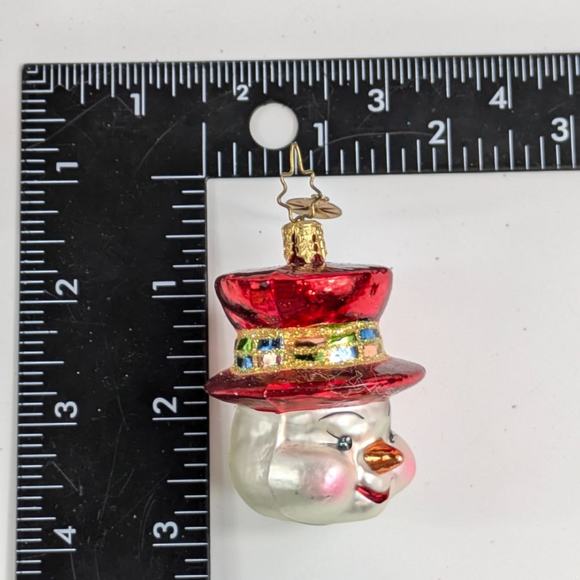 Christopher Radko Glass Christmas Ornament Handcrafted Snow Smirks Gem Snowman - Picture 9 of 9